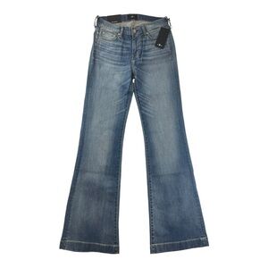 7 For All Mankind Dojo Jeans Women’s 28 Blue Flare Distressed Embroidered USA